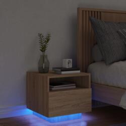 vidaXL sonoma tölgy színű éjjeliszekrény LED-ekkel 40 x 39 x 37 cm (836802) - vidaxl