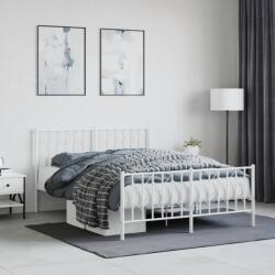 vidaXL fehér fém ágykeret fej- és lábtámlával 140 x 200 cm (374505) - vidaxl