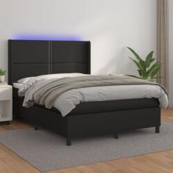 vidaXL fekete műbőr rugós ágy matraccal és LED-del 140 x 190 cm (3139319)