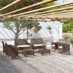 vidaXL 8 részes barna polyrattan kerti bútorszett párnákkal (3095957)