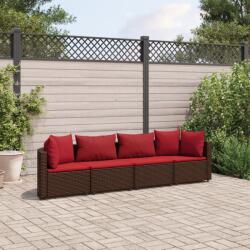 vidaXL 4 részes barna polyrattan kerti ülőgarnitúra párnákkal (3308461) - vidaxl