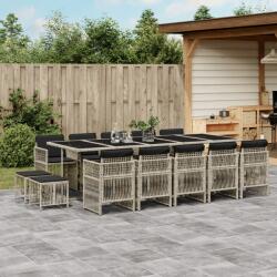 vidaXL 15 részes szürke polyrattan kerti étkezőgarnitúra párnákkal (3210995)