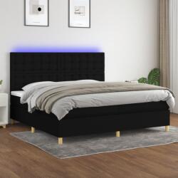 vidaXL fekete szövet rugós és LED-es ágy matraccal 200x200 cm (3135783)