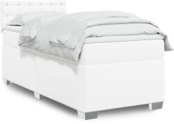 vidaXL fehér műbőr rugós ágy matraccal 100 x 200 cm (3288409)