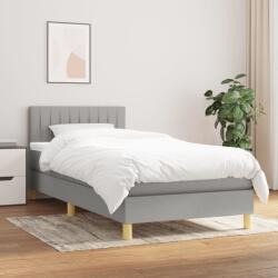 vidaXL világosszürke szövet rugós ágy matraccal 90 x 200 cm (3140745)