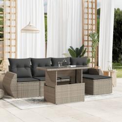 vidaXL 6 részes világosszürke polyrattan kerti ülőgarnitúra párnákkal (3268502) - vidaxl