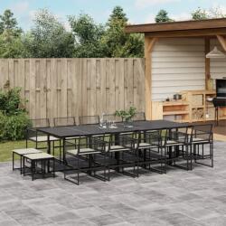 vidaXL 15 részes fekete polyrattan kerti étkezőgarnitúra párnákkal (3295021)