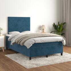 vidaXL sötétkék bársony rugós ágy matraccal 120 x 200 cm (3142897)