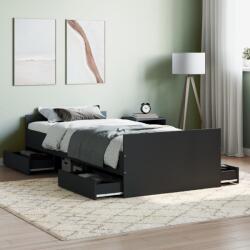 vidaXL fekete ágykeret fej- és lábtámlával 100 x 200 cm (3203797)