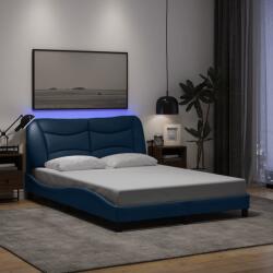 vidaXL kék szövet ágykeret LED-ekkel matrac nélkül 120x200 cm (3213696)