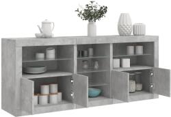 vidaXL betonszürke tálalószekrény LED-világítással 162 x 37 x 67 cm (3209033)