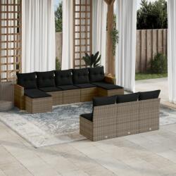 vidaXL 10 részes szürke polyrattan kerti ülőgarnitúra párnákkal (3226389)