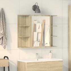 vidaXL sonoma tölgy színű szerelt fa fürdőszobai tükör 80x20, 5x64 cm (849603)