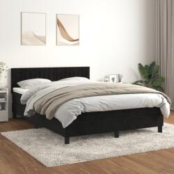 vidaXL fekete bársony rugós ágy matraccal 140 x 190 cm (3141421)