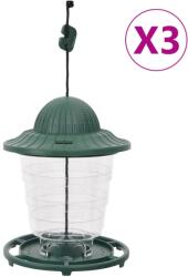 vidaXL 3 db sötétzöld madáretető 13 x 13 x 17 cm (364829) - vidaxl