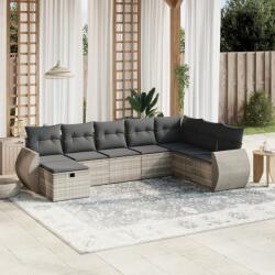 vidaXL 8 részes világosszürke polyrattan kerti ülőgarnitúra párnával (3264208) - vidaxl