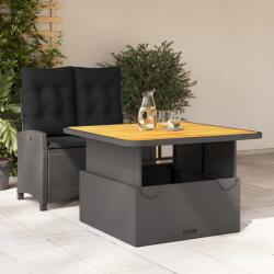 vidaXL 2 részes fekete polyrattan kerti étkezőgarnitúra párnával (3277391)