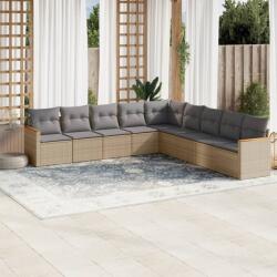 vidaXL 9 részes vegyes bézs polyrattan kerti ülőgarnitúra párnákkal (3226059) - vidaxl