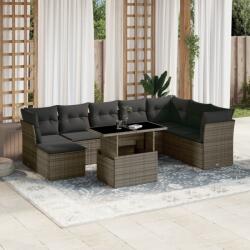 vidaXL 9 részes szürke polyrattan kerti ülőgarnitúra párnákkal (3266790)