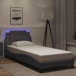 vidaXL szürke műbőr ágykeret LED-világítással 90 x 200 cm (3214085)