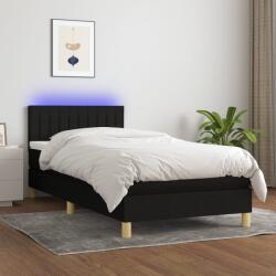 vidaXL fekete szövet rugós és LED-es ágy matraccal 90x190 cm (3133839)