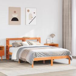 vidaXL viaszbarna tömör fenyőfa ágykeret fejtámlával 150x200 cm (3305741)