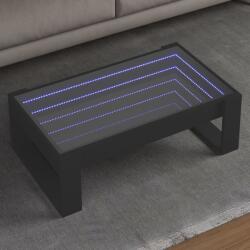 vidaXL fekete végtelen hatású LED-es dohányzóasztal 90 x 53 x 30 cm (847638)
