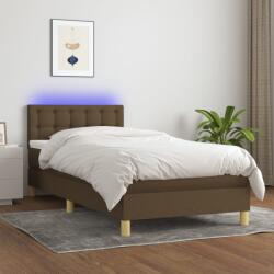 vidaXL barna szövet rugós és LED-es ágy matraccal 100x200 cm (3134016)