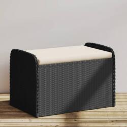 vidaXL fekete polyrattan tárolópad párnával 80 x 51 x 52 cm (365730) - vidaxl