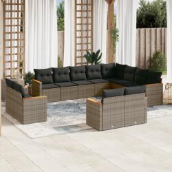 vidaXL 12 részes szürke polyrattan kerti ülőgarnitúra párnákkal (3258917) - vidaxl