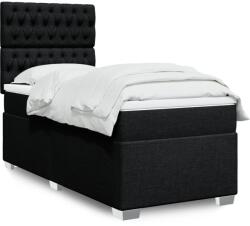 vidaXL fekete szövet rugós ágy matraccal 90x200 cm (3292680)