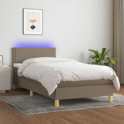 vidaXL tópszínű szövet rugós és LED-es ágy matraccal 90x200 cm (3133609)