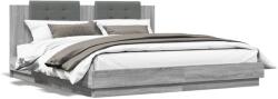 vidaXL szürke sonoma színű szerelt fa ágykeret fejtámlával 200x200 cm (3209896)