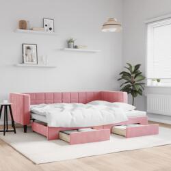 vidaXL rózsaszín kihúzható bársony heverő fiókkal 80 x 200 cm (3196735)