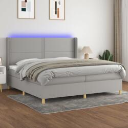 vidaXL világosszürke szövet rugós és LED-es ágy matraccal 200x200 cm (3138821)