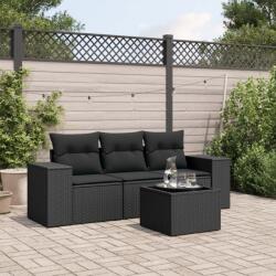 vidaXL 4 részes fekete polyrattan kerti ülőgarnitúra párnákkal (3254602)