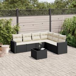 vidaXL 7 részes fekete polyrattan kerti ülőgarnitúra párnával (3219006)