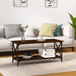 vidaXL füstös tölgy szerelt fa és vas dohányzóasztal 100 x 45 x 45 cm (823314)