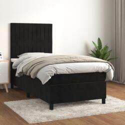 vidaXL fekete bársony rugós ágy matraccal 100 x 200 cm (3143129)