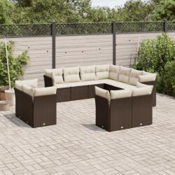 vidaXL 11 részes barna polyrattan kerti ülőgarnitúra párnákkal (3218513) - vidaxl