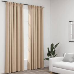 vidaXL 2 db bézs vászonhatású sötétítőfüggöny kampókkal 140 x 245 cm (321214)