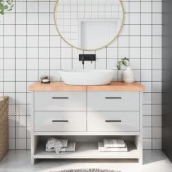 vidaXL világosbarna kezelt tömör fa fürdőszobai pult 120x30x(2-6) cm (3156138)