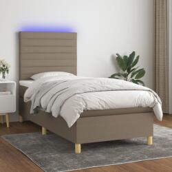 vidaXL tópszínű szövet rugós és LED-es ágy matraccal 100x200 cm (3135497)