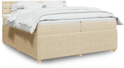 vidaXL krémszínű szövet rugós ágy matraccal 200 x 200 cm (3287582)