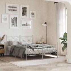 vidaXL fehér fém ágykeret fej- és lábtámlával 140 x 190 cm (376569)