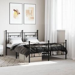 vidaXL fekete fém ágykeret fej- és lábtámlával 140 x 190 cm (374357) - vidaxl