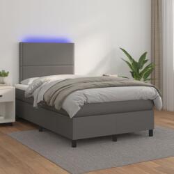 vidaXL szürke műbőr rugós ágy matraccal és LED-del 120x200 cm (3135877)