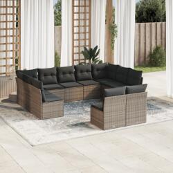 vidaXL 11 részes szürke polyrattan kerti ülőgarnitúra párnákkal (3250189)