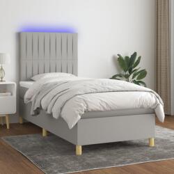 vidaXL világosszürke szövet rugós és LED-es ágy matraccal 80 x 200 cm (3135549)