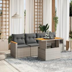 vidaXL 5 részes szürke polyrattan kerti ülőgarnitúra párnákkal (3272957)